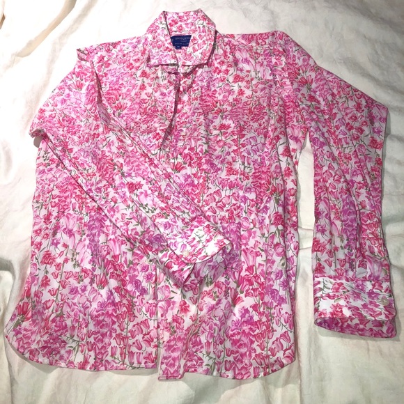 Floral pink long sleeved button down - Picture 1 of 2